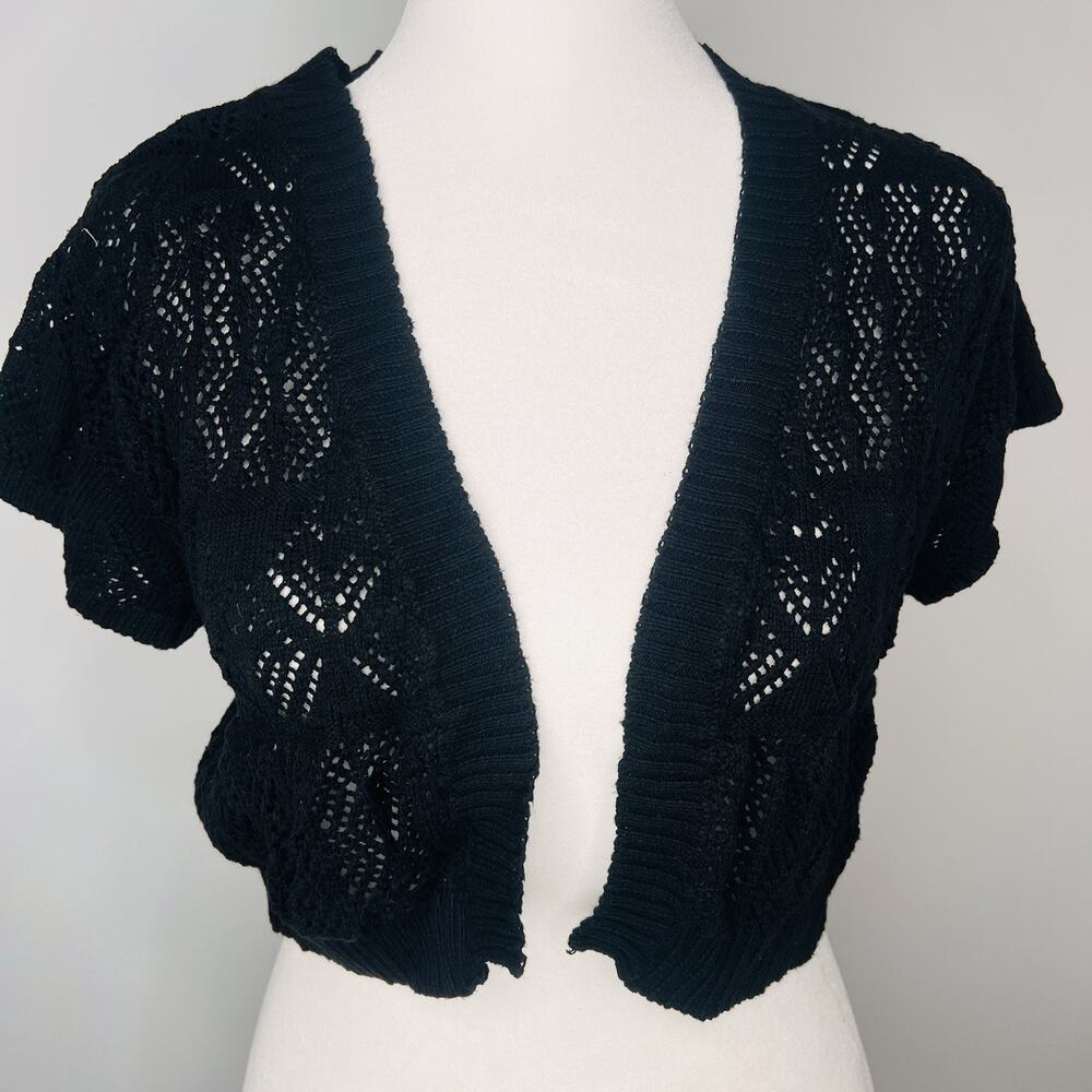 Women's Black Open-Knit Sweater